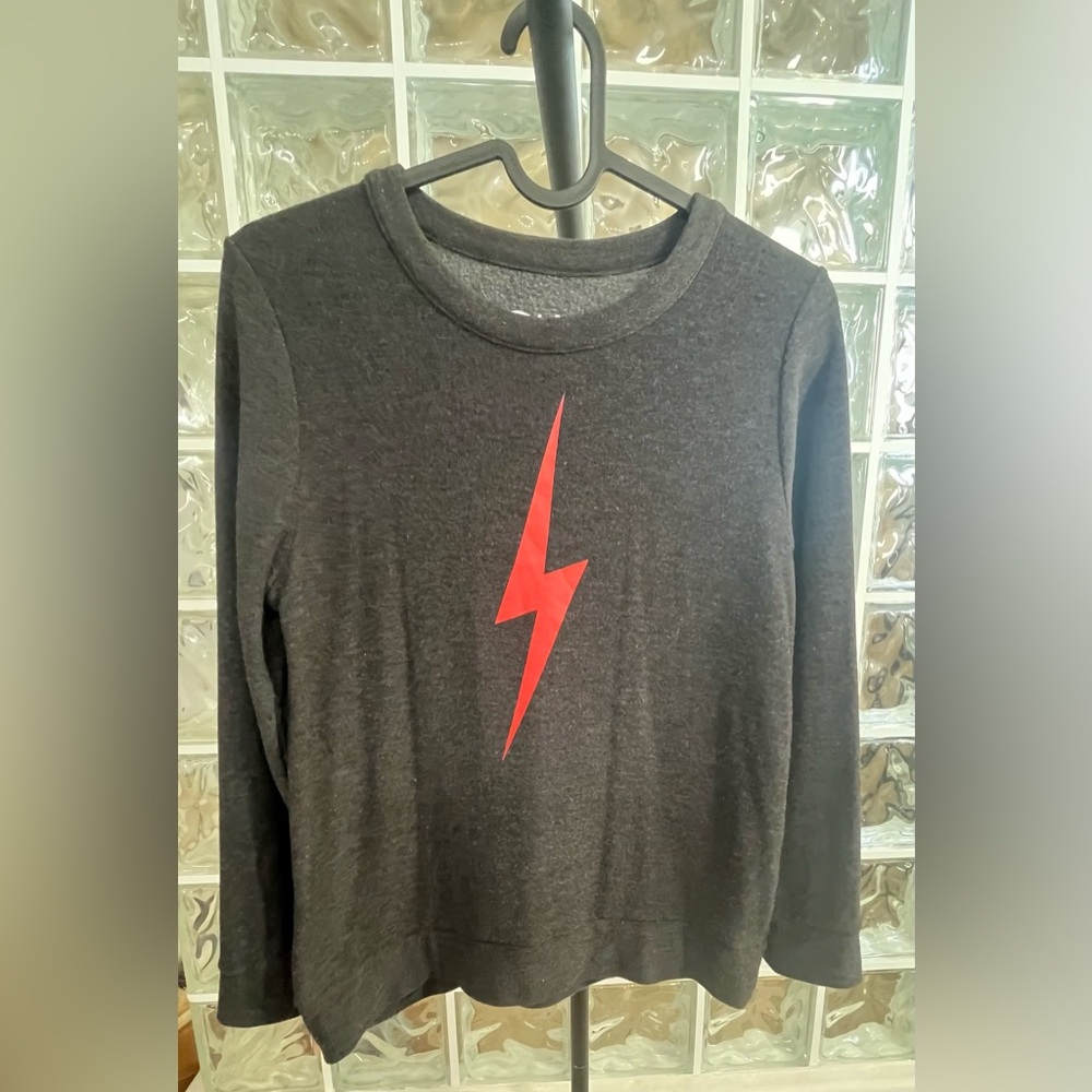 Chaser kids dark gray sweatshirt with Red Lightning Bolt
